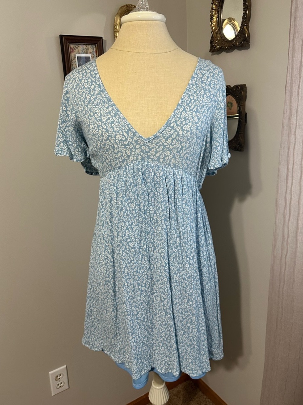 Altar'd State Light Blue Floral Mini Dress